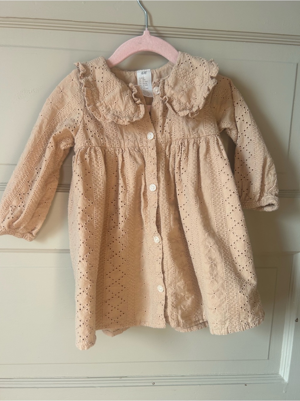 H&M eyelet cotton Peter Pan collar dress - 12-18 months